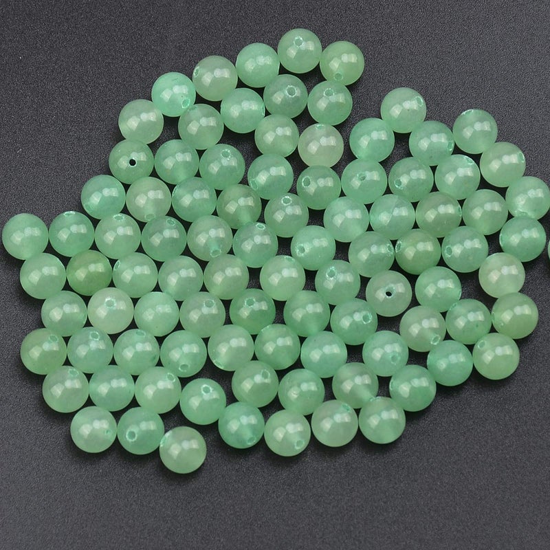 LPBeads خرز LPBeads 100 قطعة 8 مم من حجر الأفينتورين الأخضر الطبيعي كرات خرز فضفاضة لصنع المجوهرات مع حبل كريستالي مرن - Image 3